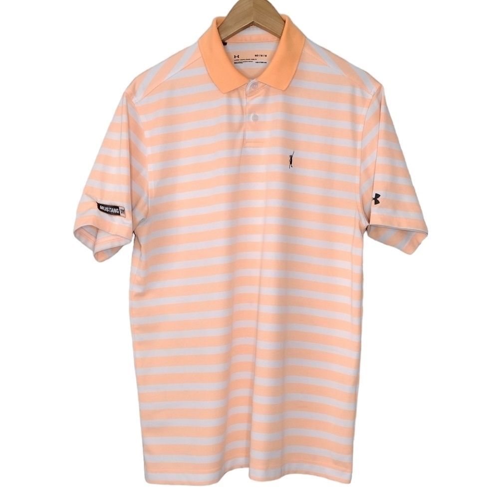 Under Armour Men's M Loose Heat Gear Striped Pullover Athletic Golf Polo Shirt